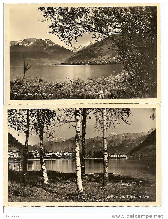 Zell Am See (Salzburg): 2 Postcards B/w Travelled On 1951 - Zell Am See