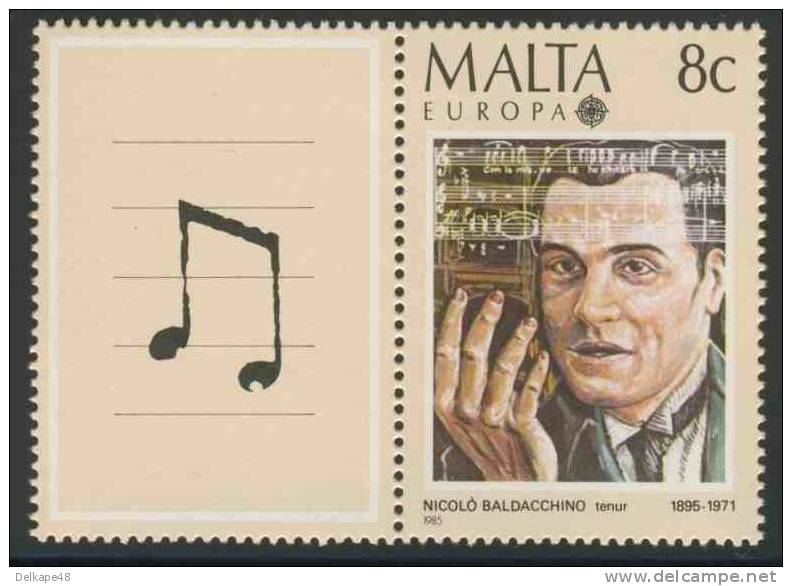 Malta 1985 Mi 726 YT 707 ** Nicolò Baldacchino (1895-1971) Tenor - European Music Year / European Music Year - Chanteurs