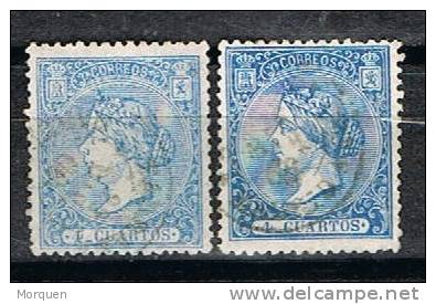 Sellos 4 Cuartos 1866, Variedad Color, Num 81 Y 81a º - Usati