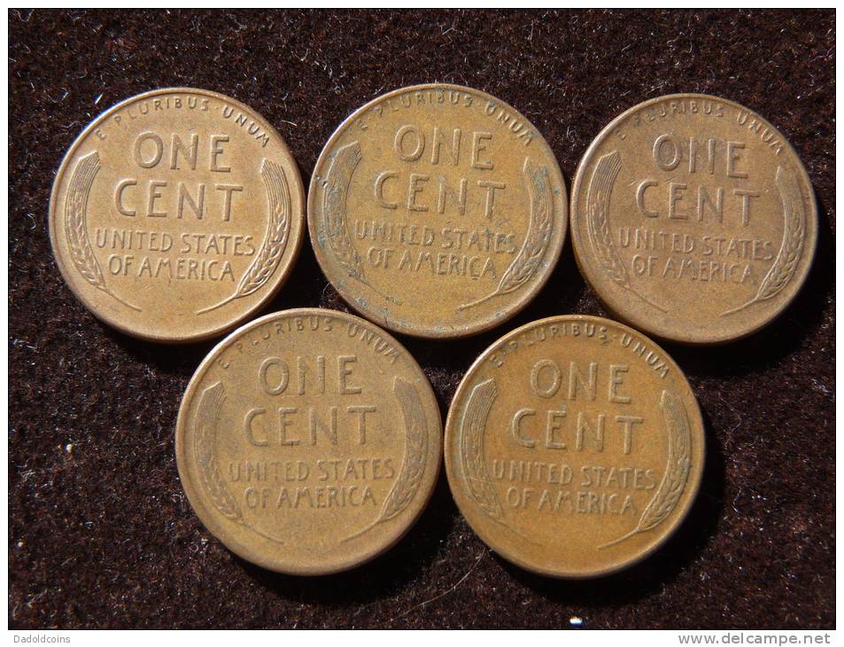 Estados Unidos United States 5x One Cent 1946-49-50-56-56  Good Condition. See Images. - 1946-...: Roosevelt