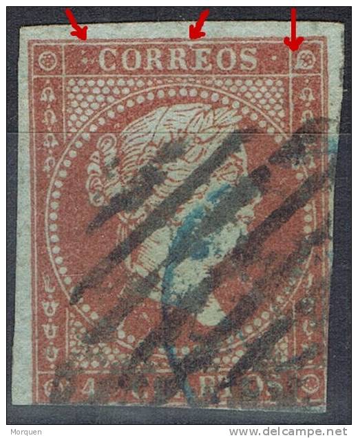 Sellos 4 Cuartos Isabel II 1855, VARIEDAD Impresion, Num 40 º - Oblitérés