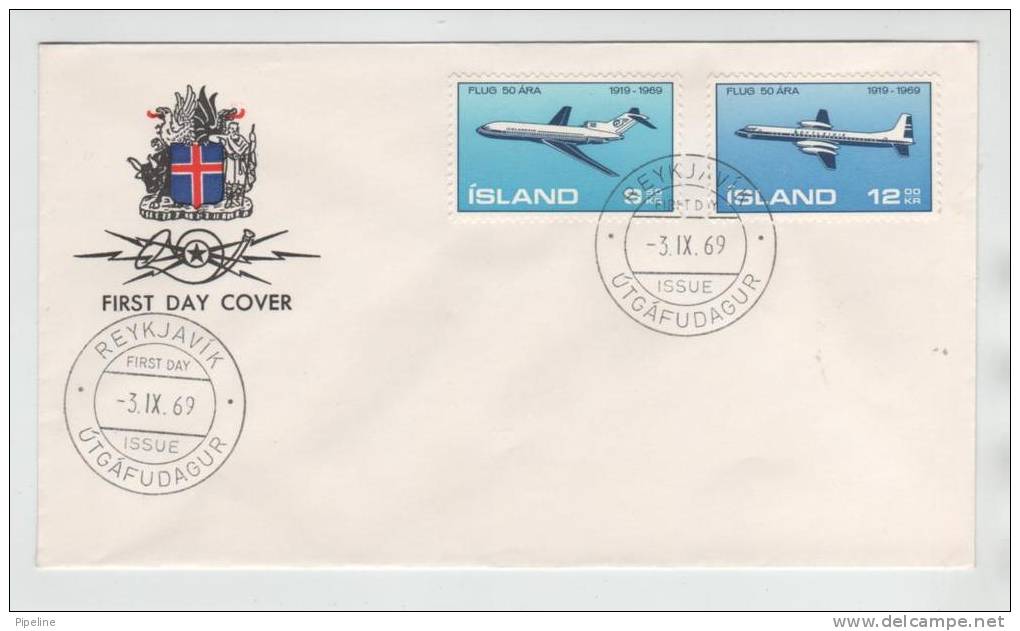 Iceland FDC 3-9-1969 Complete Set 40th Anniversary Aero On Iceland - FDC