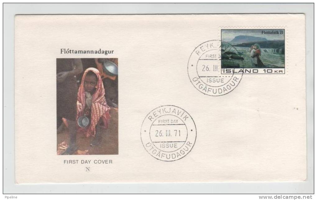 Iceland FDC Refugee 71 26-3-1971 With Cachet - Refugees