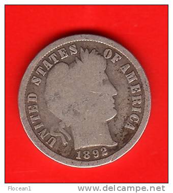 **** USA  - ETATS-UNIS  - 1 - ONE BARBER DIME 1892 - ARGENT - SILVER **** EN ACHAT IMMEDIAT !!! - 1892-1916: Barber