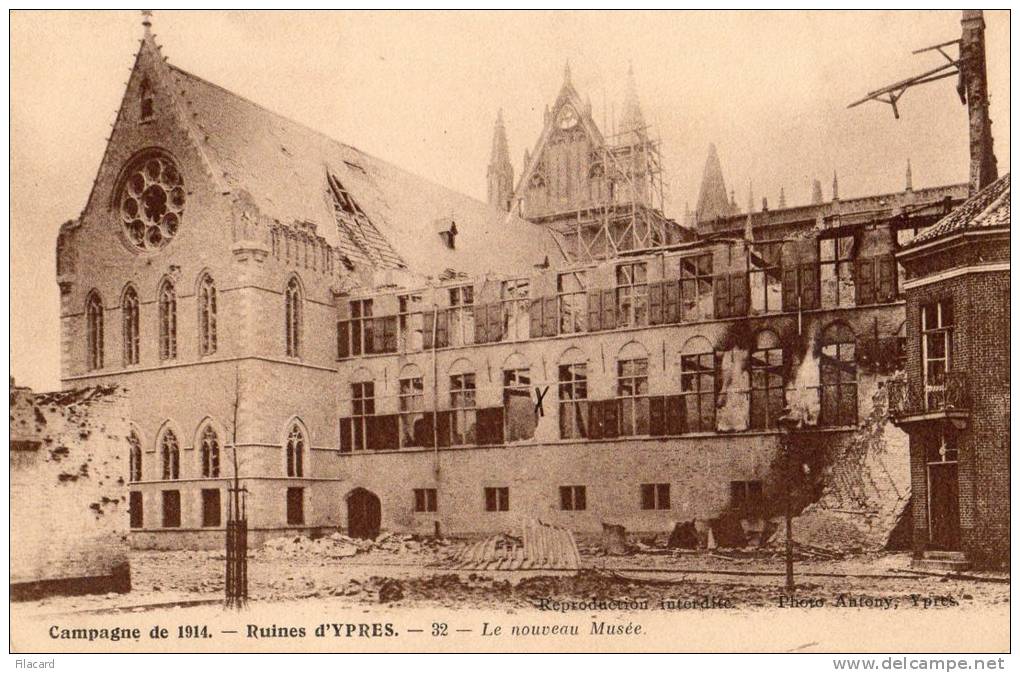 22731   Belgio,  Campagne  De  1914,  Ruines  D"Ypres,  Le  Nouveau   Musee,  NV (scritta) - Ieper