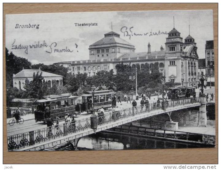 Bromberg Theaterplatz  Tramway 1910 Year  Reproduction - Westpreussen