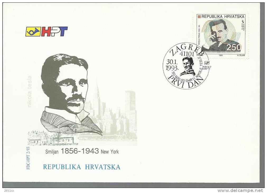 NIKOLA TESLA, Croatia 1993., FDC - Electricity