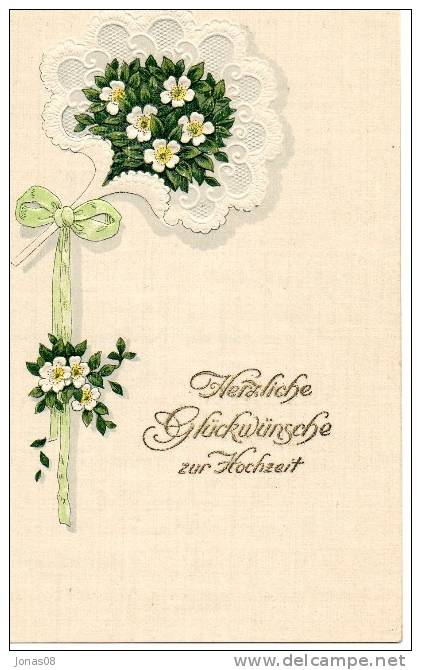 HOCHZEITS PRÄGEDRUCK KLAPPKARTE  ~ 1915 (11) - Noces