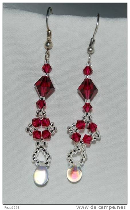 Boucles D'oreilles Perles En Cristal Swarovski Et Perles En Verre - Boucles D'oreilles