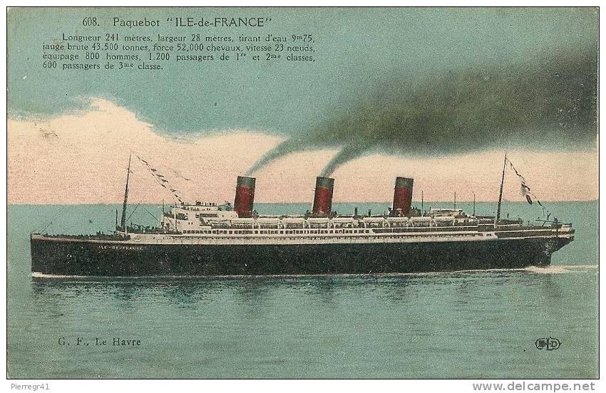 CPA-1910-PAQUEBOT-ILE DE FRANCE-CIE GENERALE TRANSATLANTIQUE--TBE - Paquebots