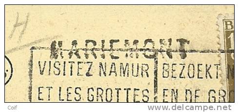 337 Op Kaart Met Stempel CHARLEROI , Met Naamstempel (griffe D'origine) MARIEMONT - 1932 Cérès Et Mercure