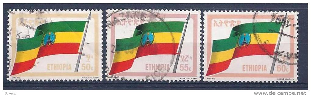 Ethiopia, Scott # 1288-90 Used Flags, 1990 - Ethiopia