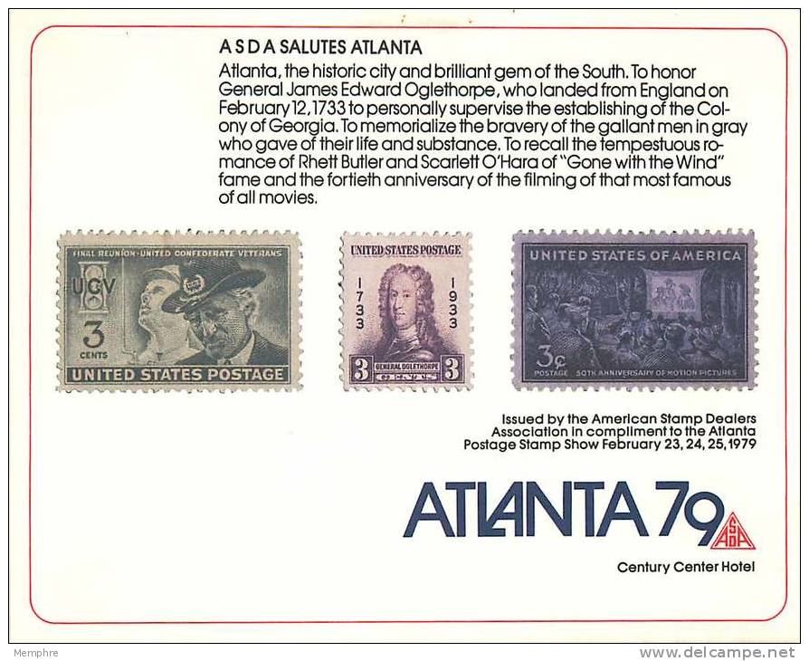 ASDA Philatelic Exhibiton Souvenir Card   ATLANTA  '79 - Souvenirkaarten