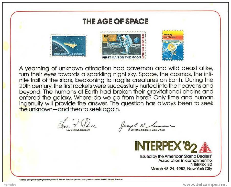 ASDA Philatelic Exhibiton Souvenir Card   INTERPEX  '82    The Age Of Space - Cartes Souvenir