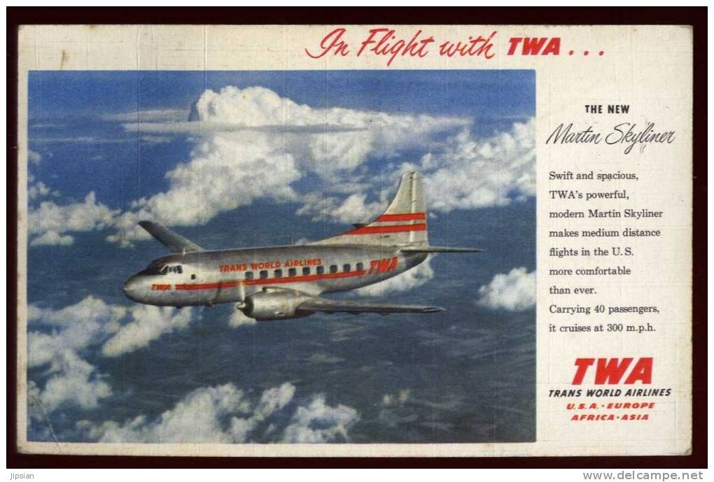 Cpa Avion TWA The New Martin Skyliner      HIP7 - 1946-....: Modern Tijdperk