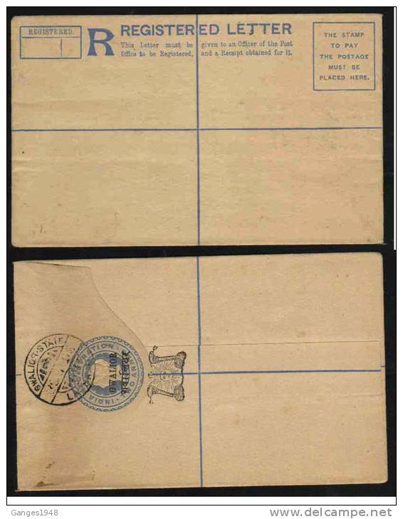 GWALIOR   State India QV  2A  REGISTRATION ENVELOPE  Favour Cancelled  # 16306d-Inde Indien - Gwalior
