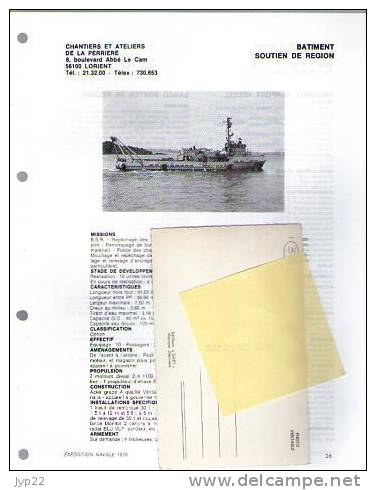 Fiche Marine Nationale Bateau Bâtiment Soutirn De Région - Mouillage Repêchage De Mines Police - Beaucoup D'indications - Schiffe