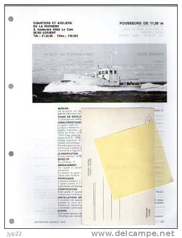 Fiche Marine Nationale Bateau Pousseur De 11,50 M - Beaucoup D'indications - Boats