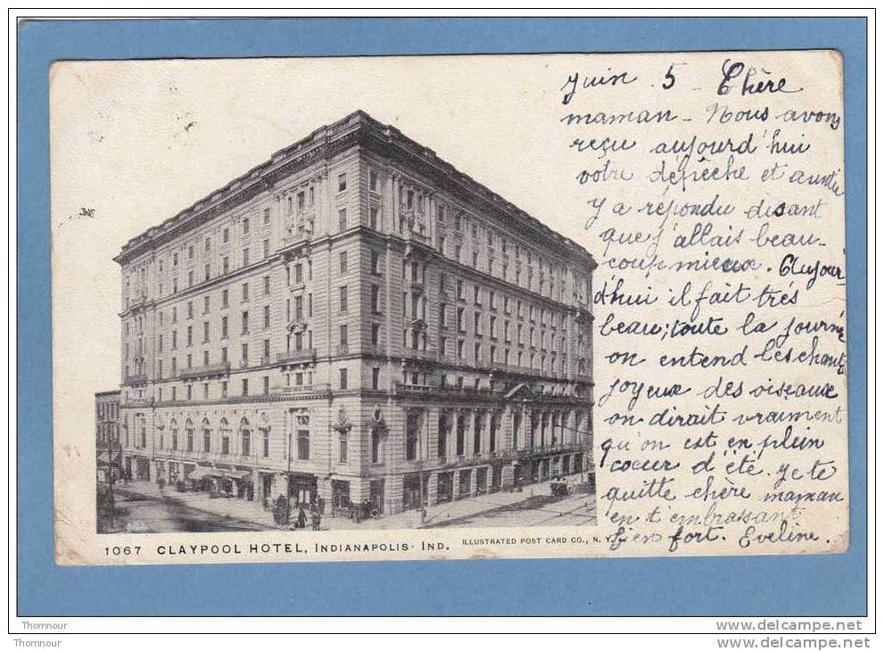 INDIANAPOLIS  -  CLAYPOOL  HOTEL   - 1906 - CARTE PRECURSEUR ANIMEE  - - Indianapolis