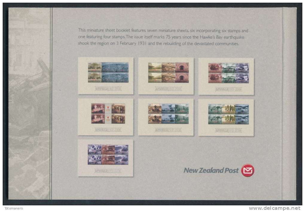 NEW ZEALAND 2006, 75th Anniversary Of The Hawke's Bay Earthquake - Prestige Booklet** - Postzegelboekjes