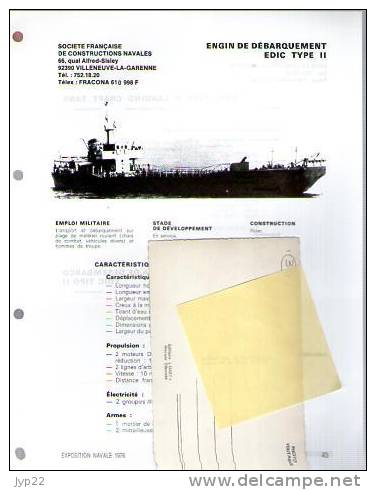 Fiche Marine Nationale Bateau De Guerre Engin De Débarquement EDIC Type II - Beaucoup D'indications - Boten