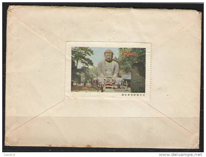 S772.-.JAPAN / JAPON- CIRTCULATED COVER TO USA, WITH NICE LABEL BUDA ON BACK. - Covers & Documents