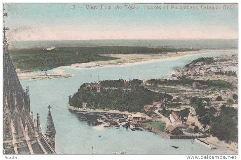 Ottawa Ontario - View From The Tower - Parliament - Stamp & Postmark 1907 - VG Condition - 2 Scans - Ottawa