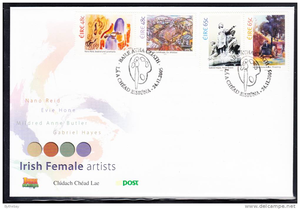 Ireland 2005 Scott #1594a, 1596a FDC Set Of 2 Pairs 48c And 65c Artwork By Women Artists - FDC