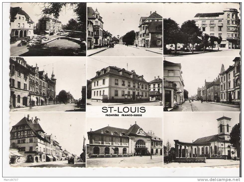 SAINT LOUIS 68 Haut Rhin Porte De France Franco Suisse Multivues  Carte Dentelée Véritable Photo - Saint Louis