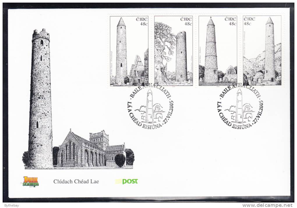 Ireland 2005 Scott #1626a FDC Strip Of 4 48c Round Towers - FDC