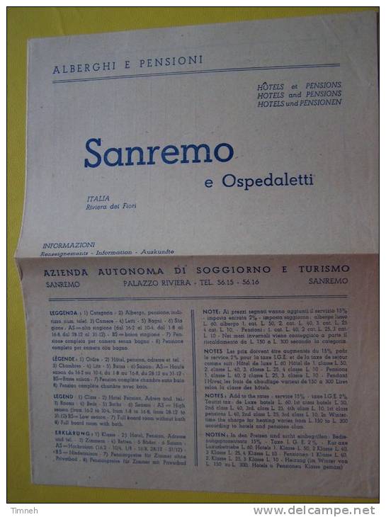 RIVIERA DEI FIORI - ANNUARIO ENTE NAZIONALE - ANNO 1951 - SAN REMO - Tourismus, Reisen