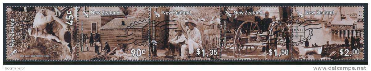 NEW ZEALAND BEST OF 2006, Reward Points Gold Rush Strip Of 5v CTO - Used Stamps