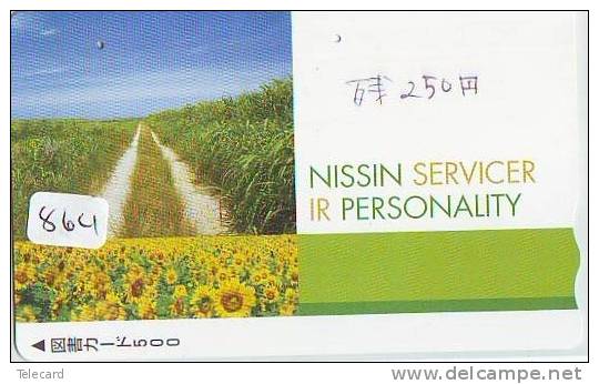 Carte Prépayée Japon * Fleur TOURNESOL (864) SUNFLOWER  * Japan Flower Prepaid Card * Blume Karte * ZONNEBLOEM - Bloemen