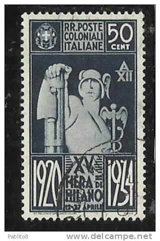 EMISSIONI GENERALI 1934 FIERA DI MILANO 50 C TIMBRATO - General Issues