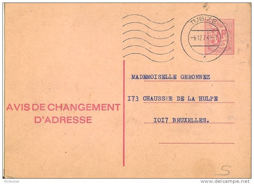 Belgique Avis De Changement D'adresse  N° 18 III F  Obl. - Addr. Chang.