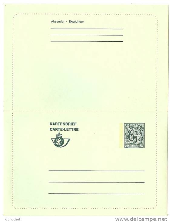 Belgique Carte-lettre N° 46 V AF ** - Postbladen