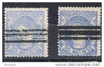 Sellos 50 Milesimas Alegoria 1870,barrado Variedad Num 107s Y 107bs  º - Used Stamps