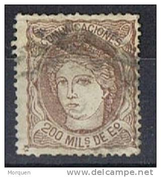 Sellos 200 Milesimas Alegoria 1870 Variedad Castaño Oscuro, Num 109 A º - Used Stamps