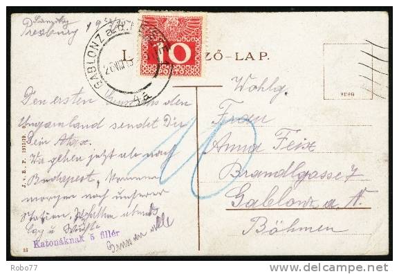 1915 Austria. Postcard - Pozsony With Postage Due Stamp. Gablonz A.d. 26.VIII.15.  (G10c058) - Impuestos