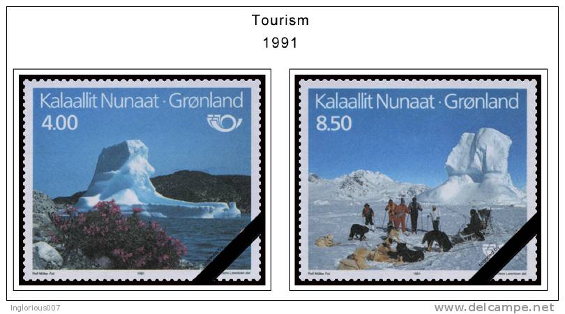 GREENLAND STAMP ALBUM PAGES 1935-2011 (103 color illustrated pages)