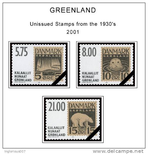 GREENLAND STAMP ALBUM PAGES 1935-2011 (103 color illustrated pages)