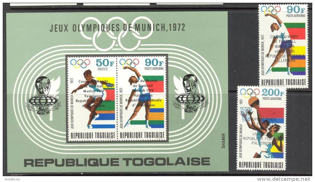 Togo Football Soccer FIFA World Cup 1974 Overpr. On Olympic Games Munich Set Of 2+ Block MNH** - 1974 – Germania Ovest