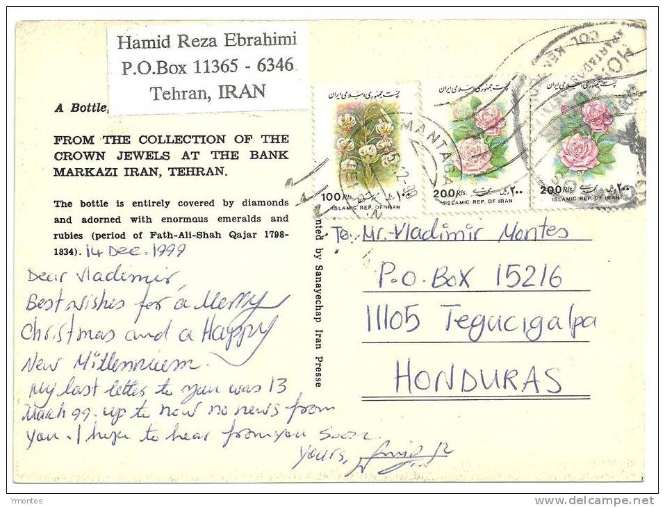 Postcard Iran To Honduras 1999 - Iran