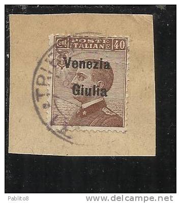 VENEZIA GIULIA 1918 - 1919 SOPRASTAMPATO D´ITALIA ITALY OVERPRINTED CENT. 40 C USATO SU FRAMMENTO USED ON PAPER OBLITERE - Vénétie Julienne