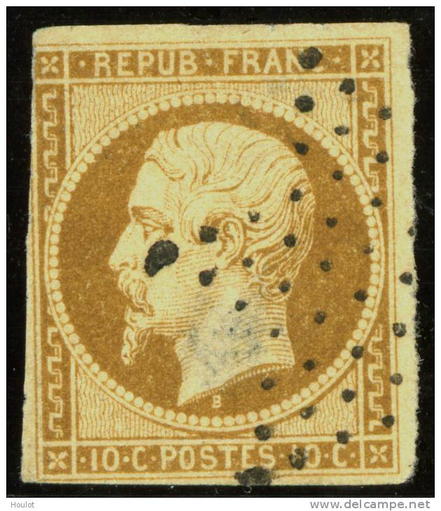 Mi.N° 8, Maury N° 9 Gestempelt, 1852,: Präsident Louis Napoléon. Inschrift: REPUB. FRANC, Die Briefmarke Ist Oben Links - 1852 Louis-Napoléon