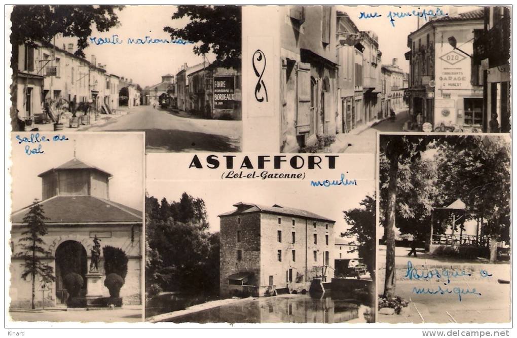 CP .   ASTAFFORT . VUES MULTIPLES . Rue Principale ,route Nationnale ..... écrite. - Astaffort