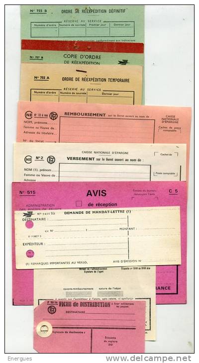 Poste, 15 Imprimés Vierges, Avant 2000, Mandat,télégramme,récépis Sé,versement,avis,réexppé Dition,distribution, Etc - Documents De La Poste