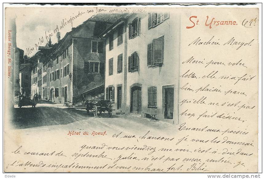 St Ursanne Hotel Du Roeuf  L. Burgy St Imier Timbrée St Hippolite Doubs1899 Vers Maiche - Saint-Ursanne