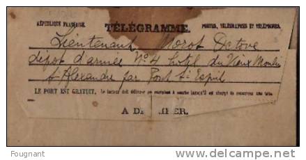 FRANCE: 1940:Télégramme De MIRANDE Du Lieutenant Marot Vers Belgique.Tache.RARE. - Telegraaf-en Telefoonzegels