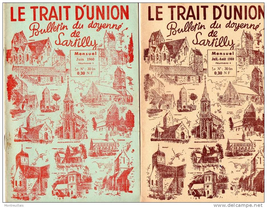 Lot De 10 Bulletins Du Doyenné De SARTILLY (50) De 1963, Trait D´union, Chaque Bulletin Fait 16 Pages - Lots De Plusieurs Livres